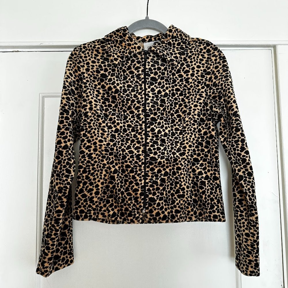 Cheetah print zip-up jacket